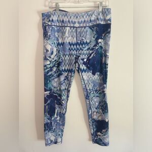 Prana EUC blue/purple floral leggings Size XL